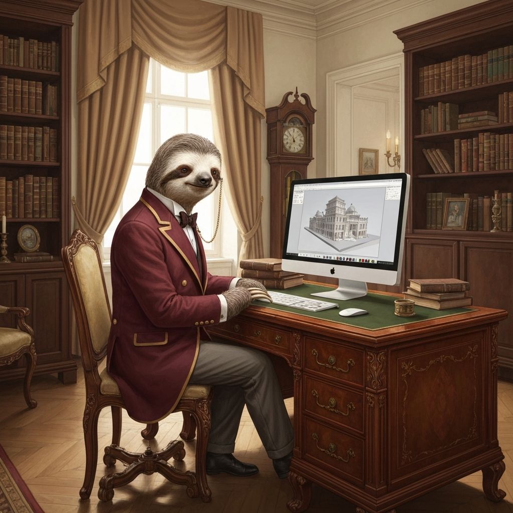 Лорд Ленивкинъ за работой в кабинете